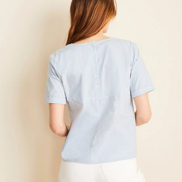 Striped Button Back Tie Waist Top - Picture 2 of 2